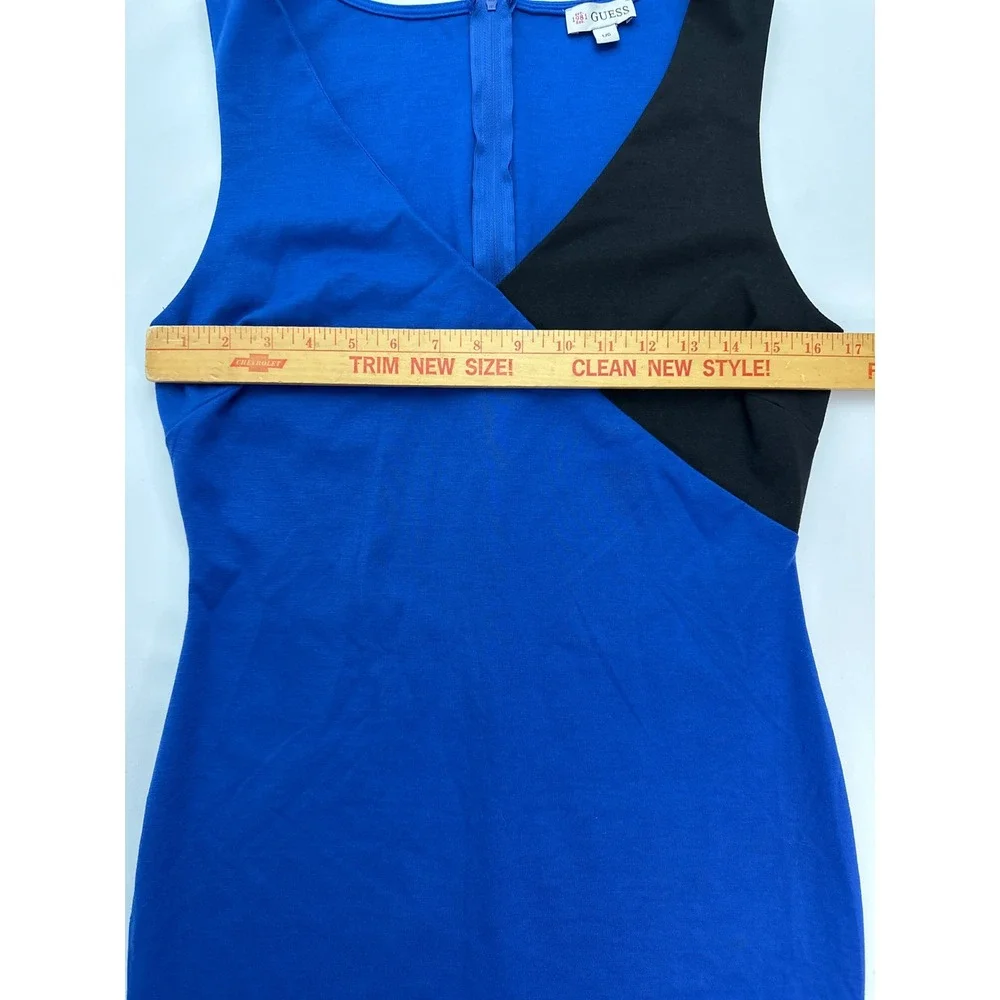 GUESS Blue Black Colorblock Sleeveless Bodycon Mini Dress - Women's Large Career